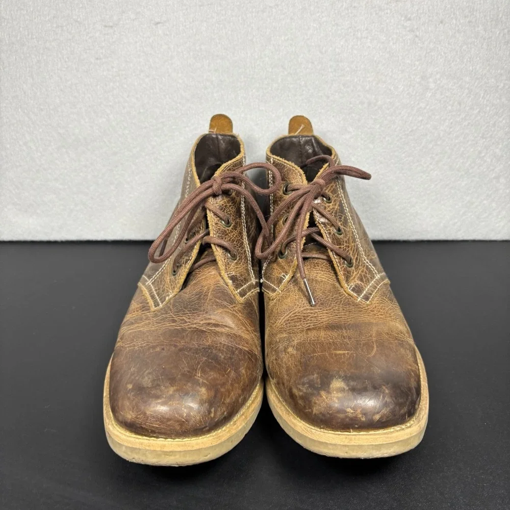 BED STU Draco Men's Leather Chukka Ankle Boots Distressed Brown Lace Up Size 11